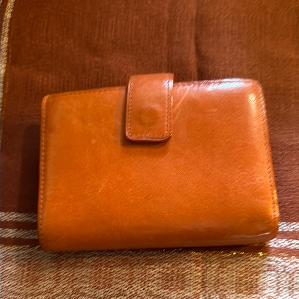 🧡Great Condition Isola Stylish Orange Leather Wallet & GUC Coin Case